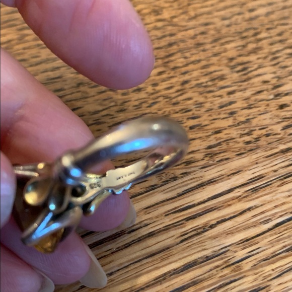 Vintage Jay King 925 and 18k marked designer ring w citrine solitaire sz 6 - Picture 7 of 10